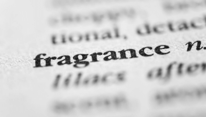 Fragrance on a skin care label